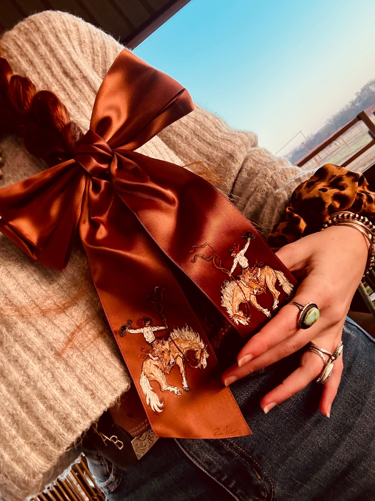 Teller Brown HANDPAINTED Hairbow