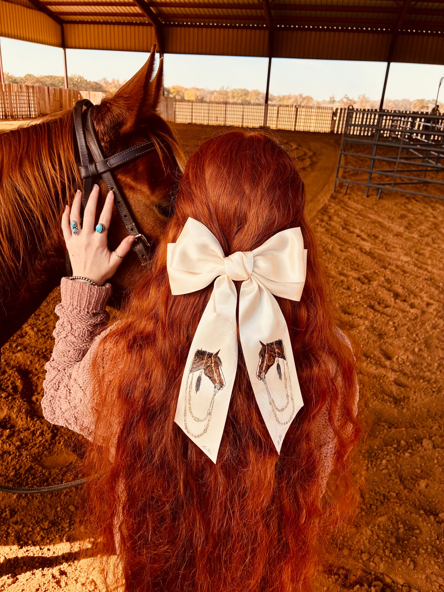 Newt White HANDPAINTED Hairbow