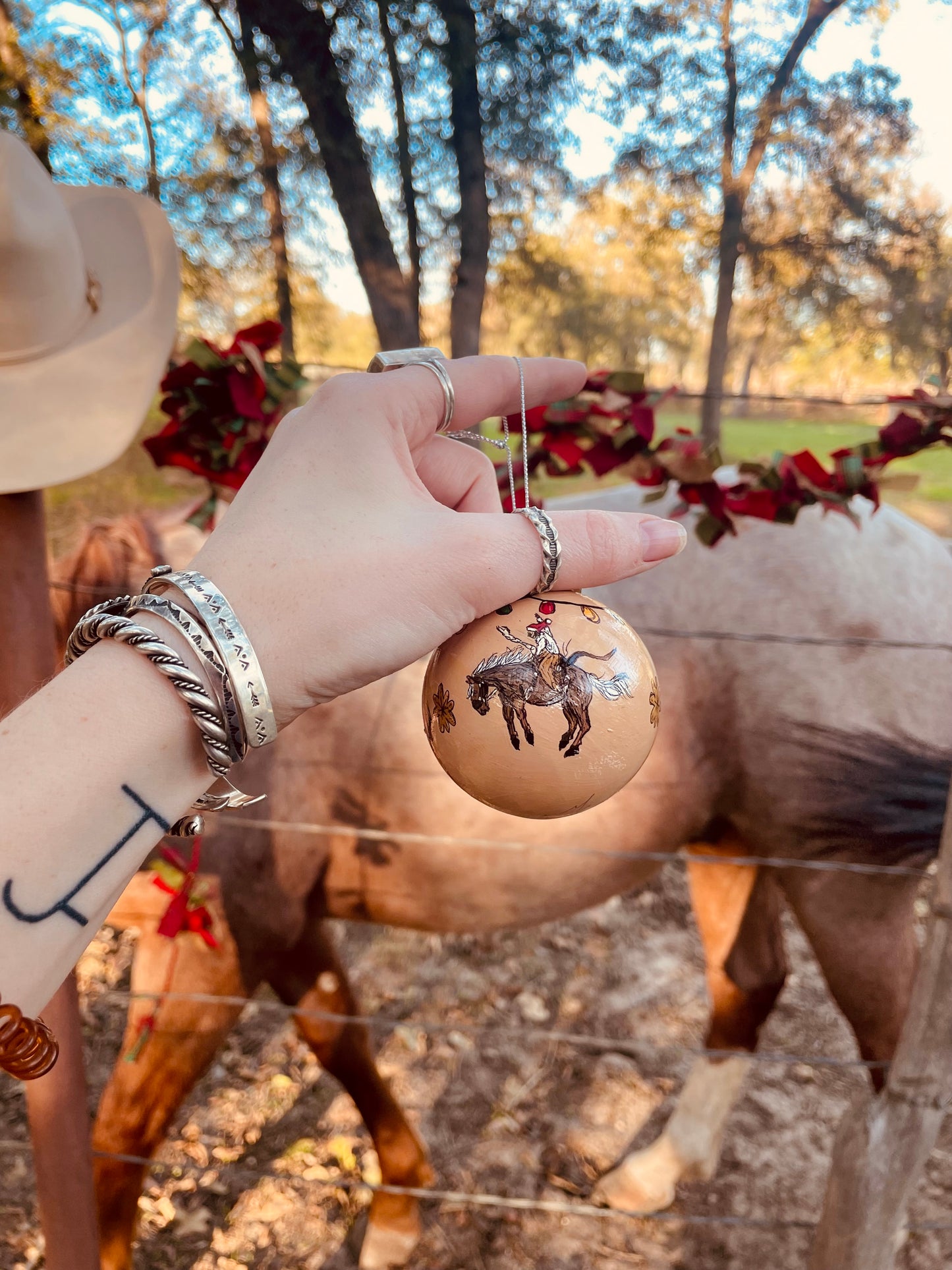 Holiday Bucker HANDPAINTED Ornament