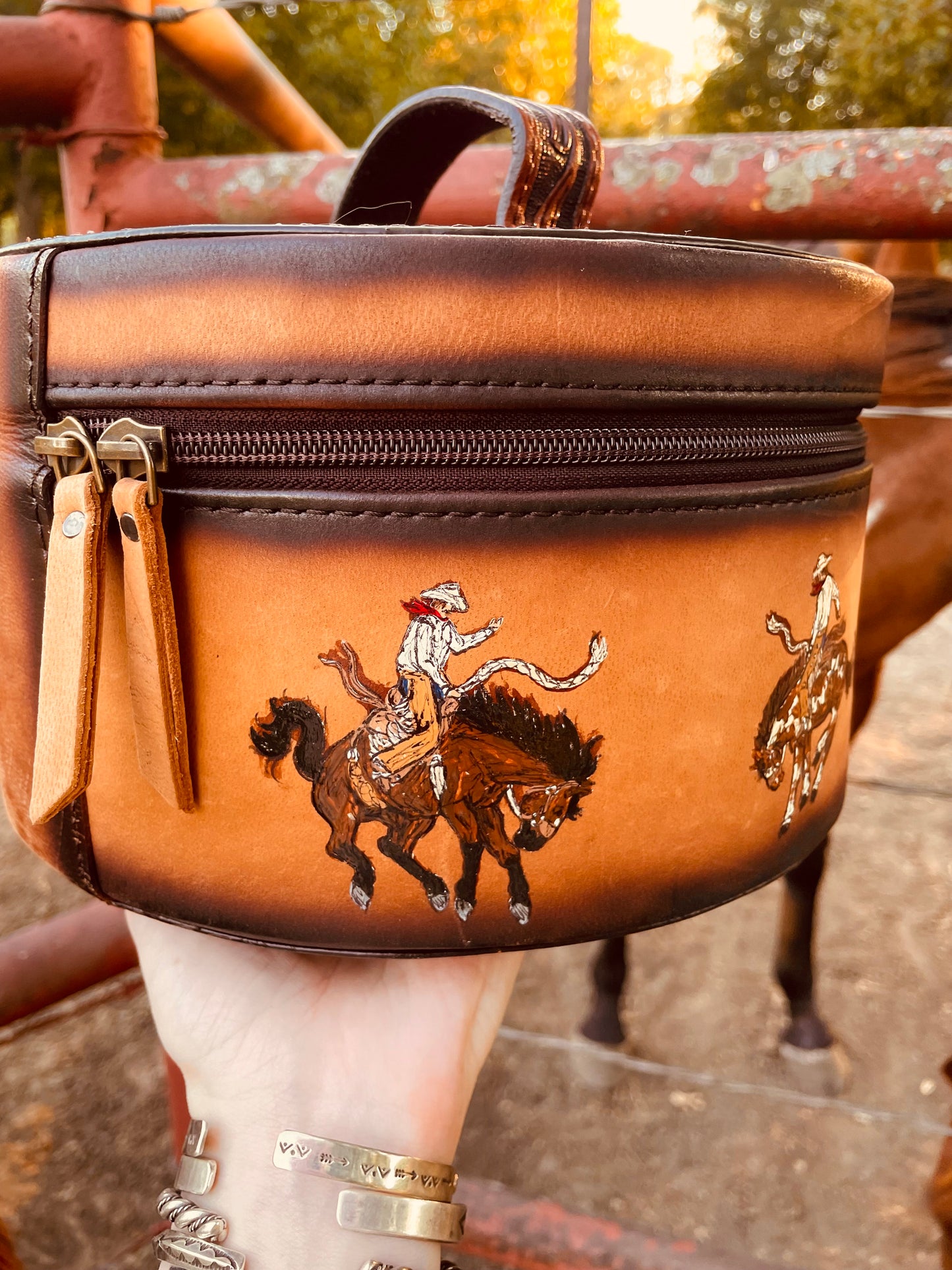 Buckaroo Handpainted Genuine Leather Jewelry Case