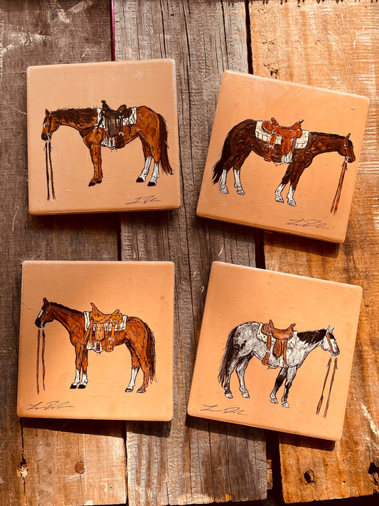 Saddled Up Handpainted Coasters