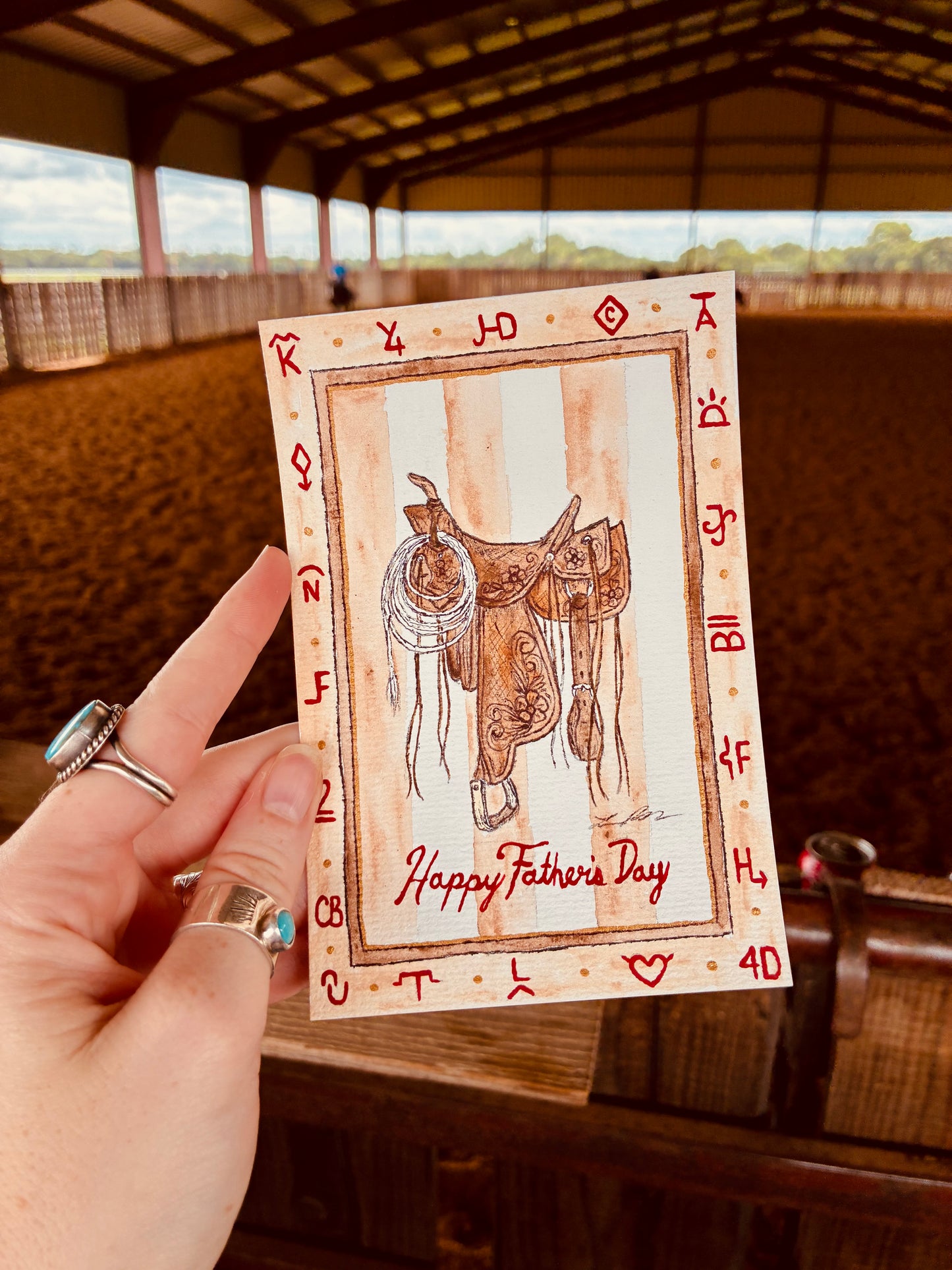 Saddle Handpainted Fathersy Day Card