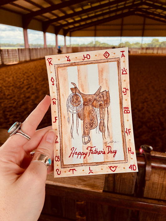 Saddle Handpainted Fathersy Day Card