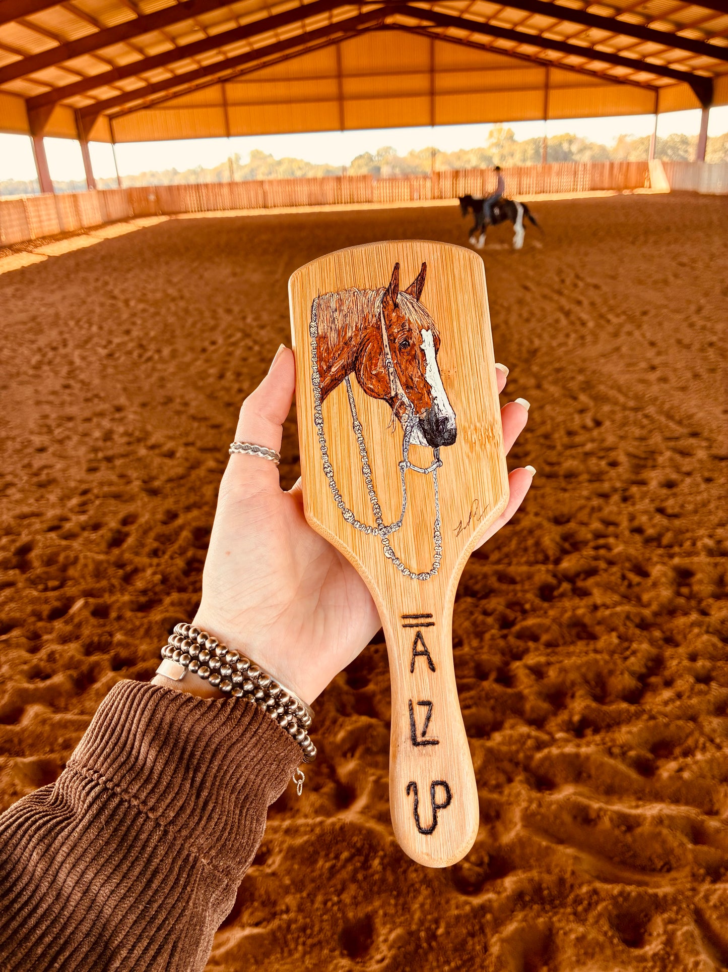 Ella Handpainted Wooden Hairbrush