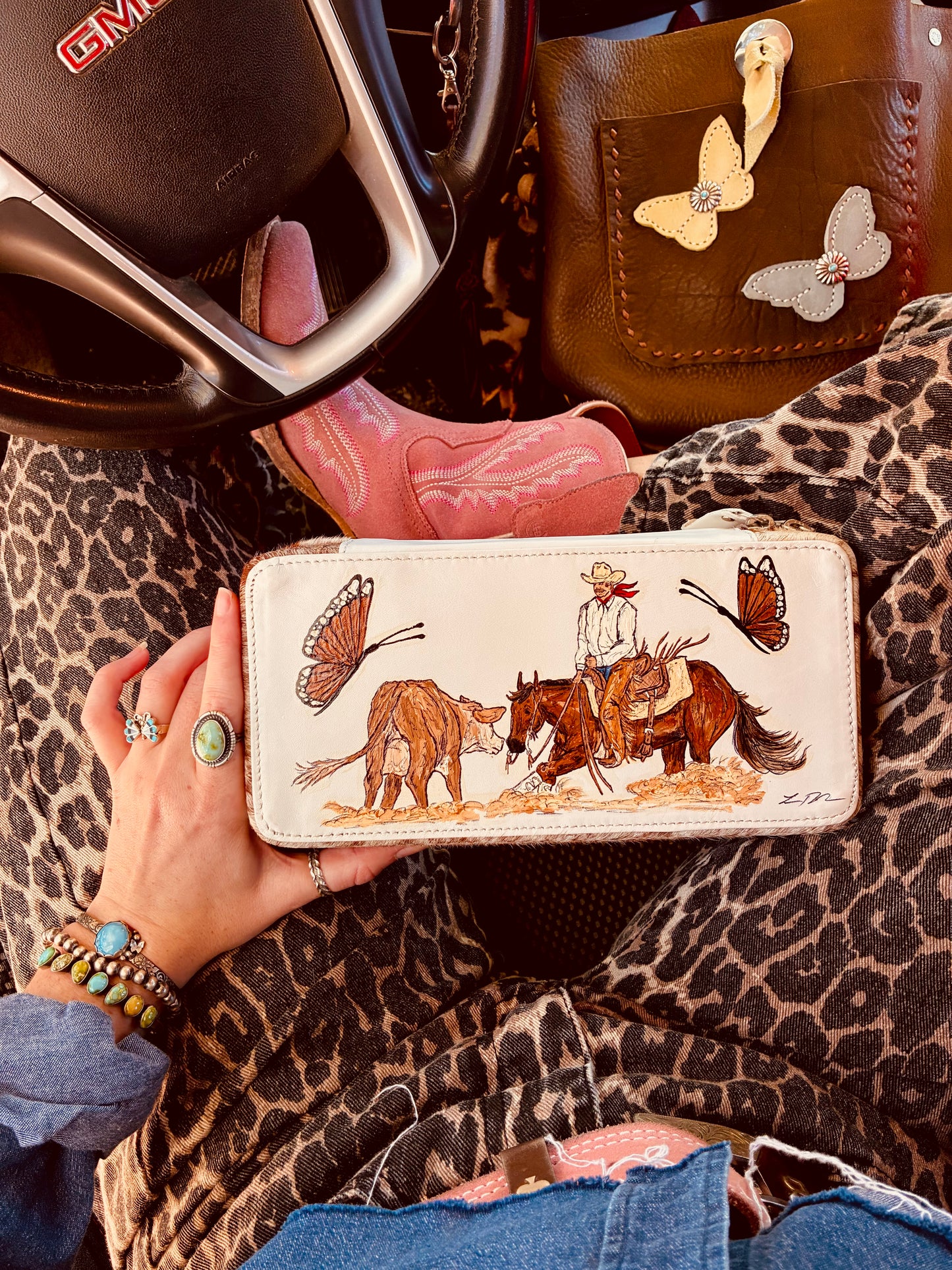 Vibes Handpainted Cowhide Case