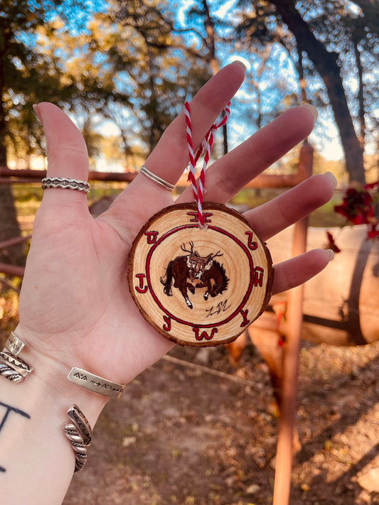 Wild Winter Hanpainted Wood Ornament