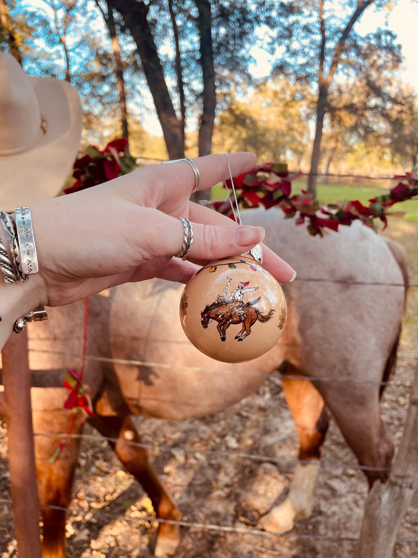 Holiday Bucker HANDPAINTED Ornament