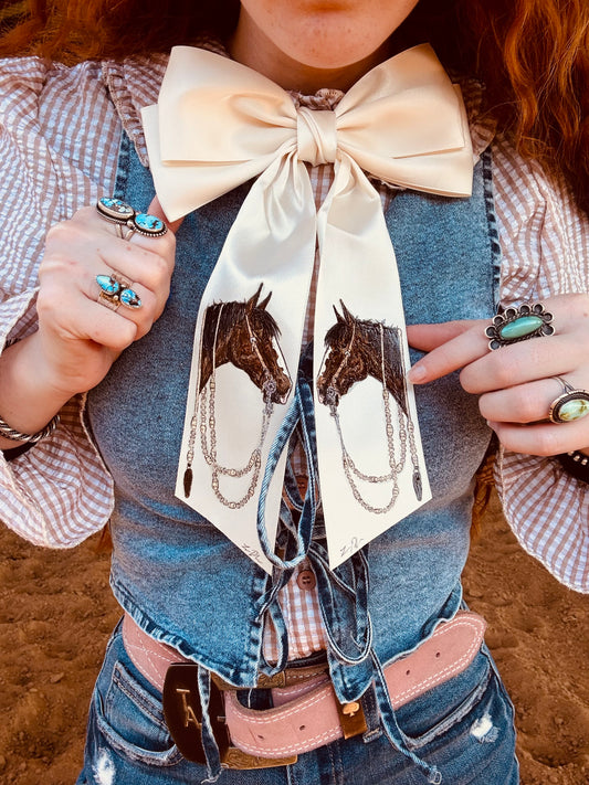 Elvira White HANDPAINTED Hairbow