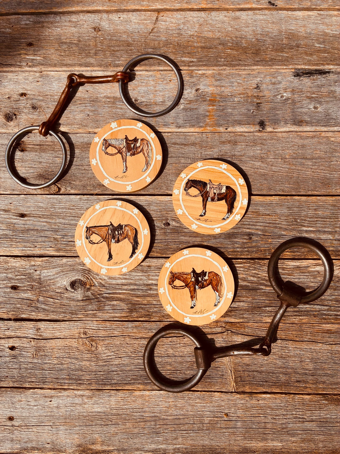 Top Hands Round Wooden Coasters