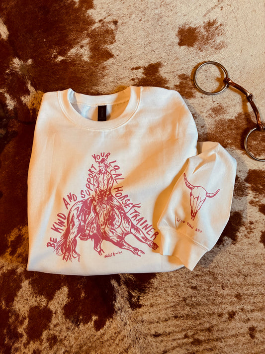 Horse Trainer White Crewneck Pink Vinyl