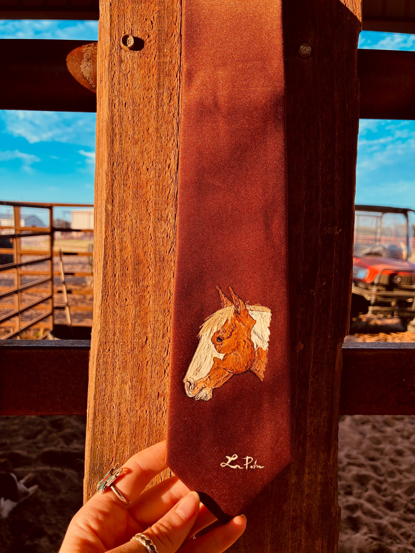 Paint Pony Brown Handpainted Necktie