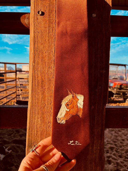 Paint Pony Brown Handpainted Necktie