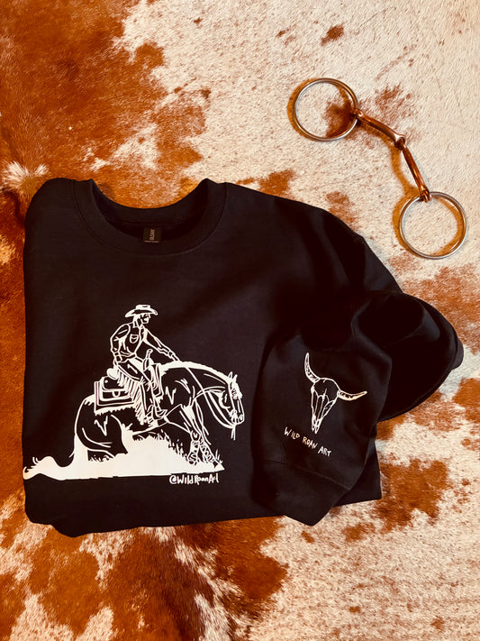 Cowhorse Black Crewneck