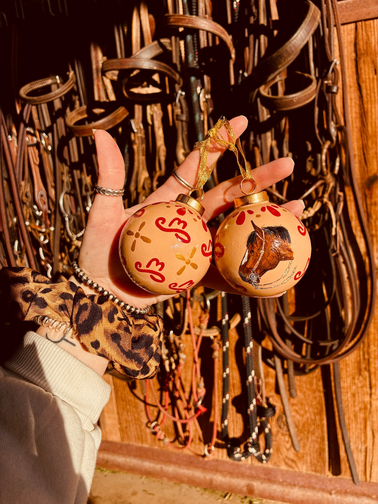 Matching Set of 6 Handpainted Ceramic Ornaments