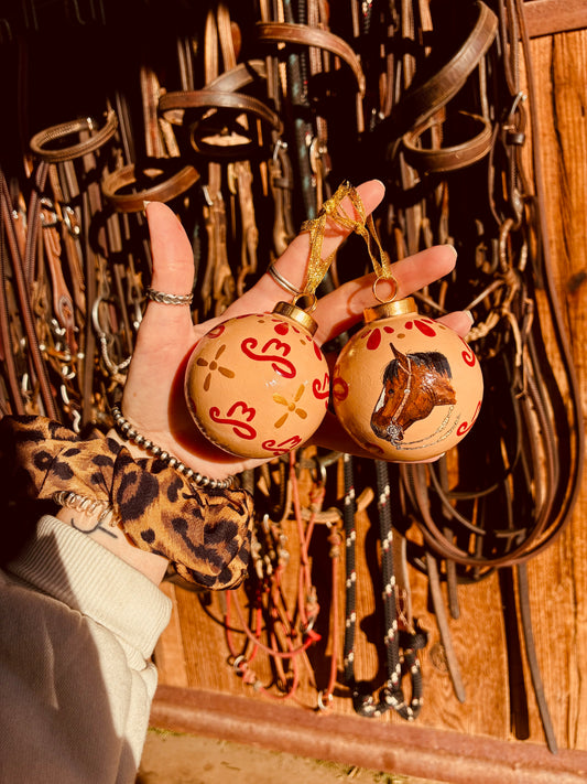 Matching Set of 6 Handpainted Ceramic Ornaments