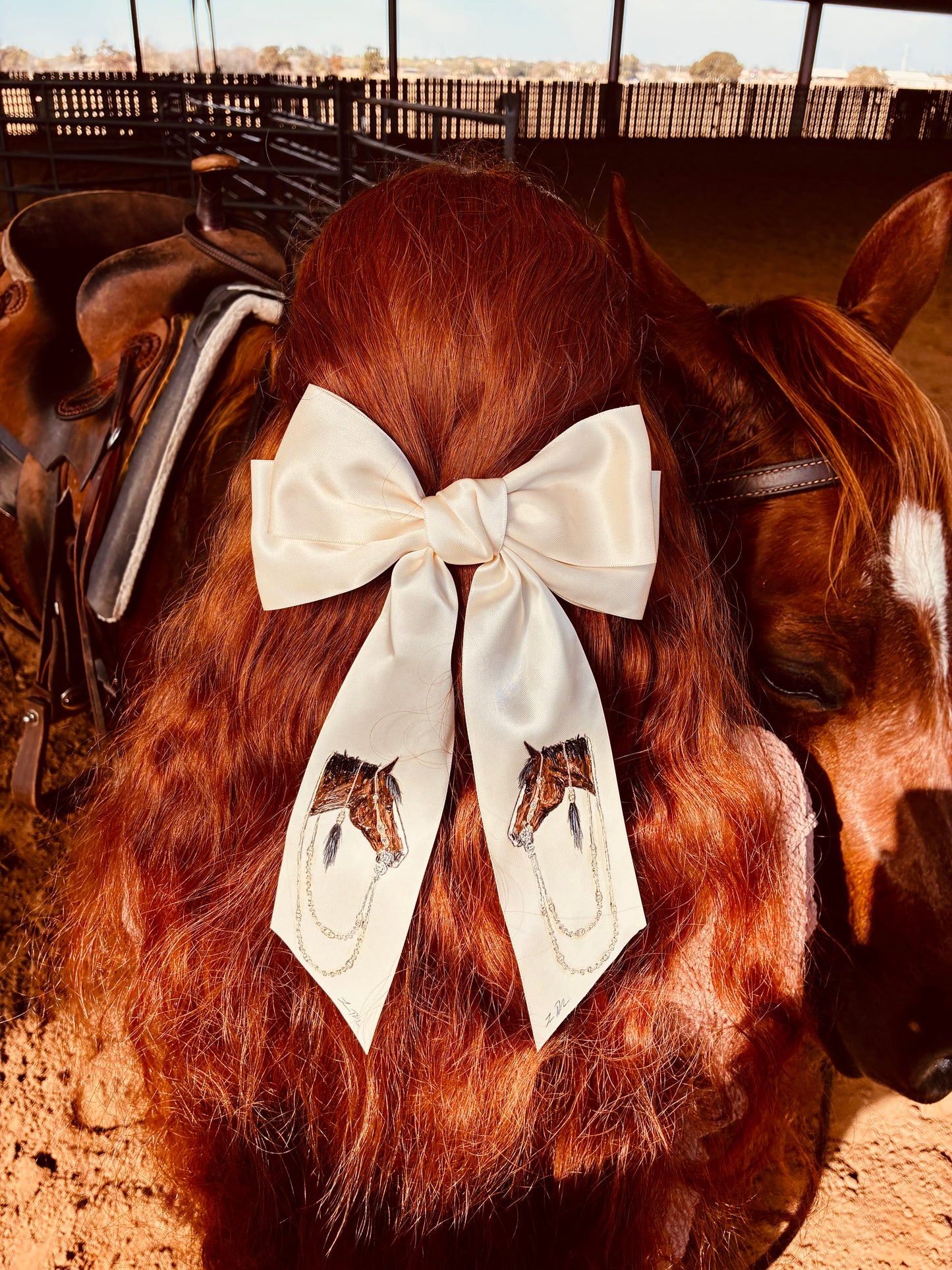 Newt White HANDPAINTED Hairbow