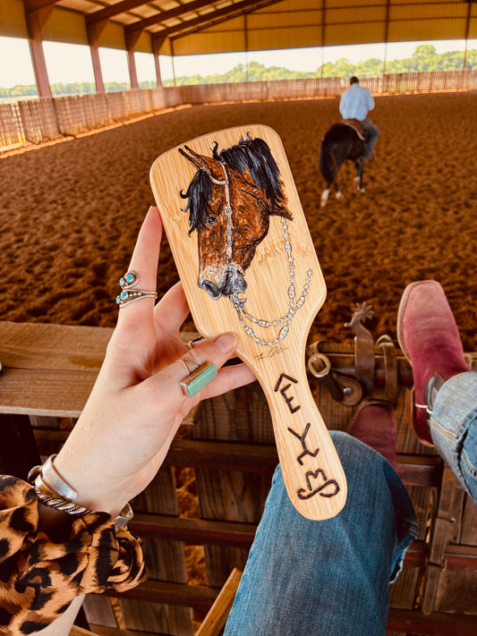 Lorrie Handpainted Wooden Hairbrush