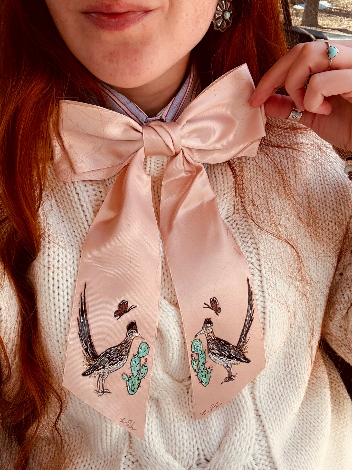 Roadrunner Baby Pink HANDPAINTED Hairbow