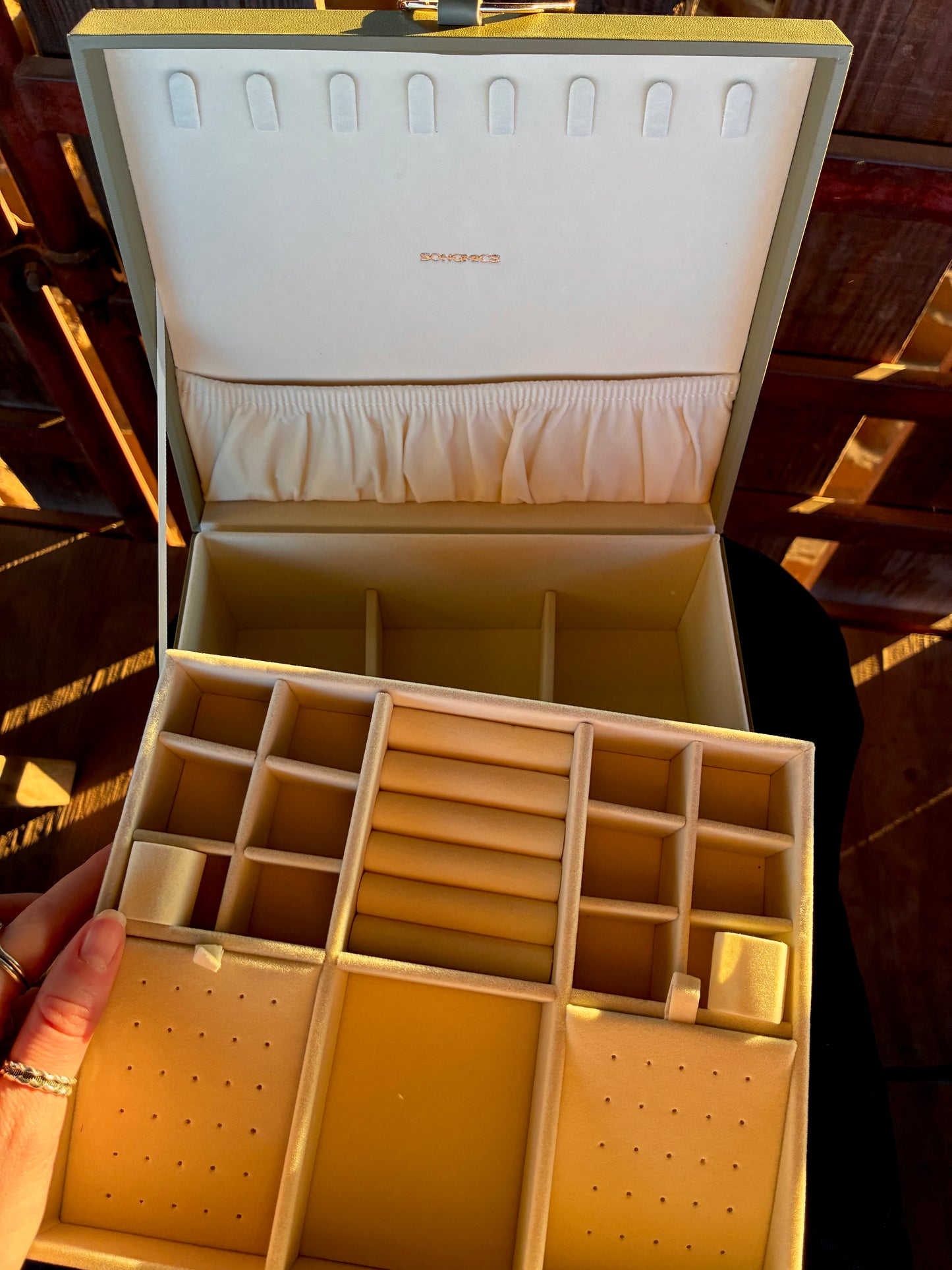 Caboi Sage Green 2 Layer Jewelry Box