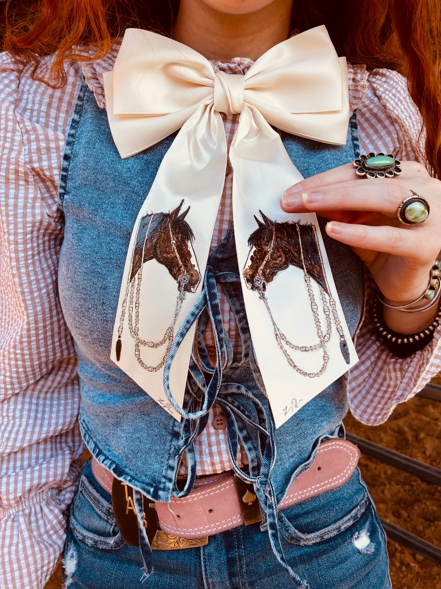 Elvira White HANDPAINTED Hairbow