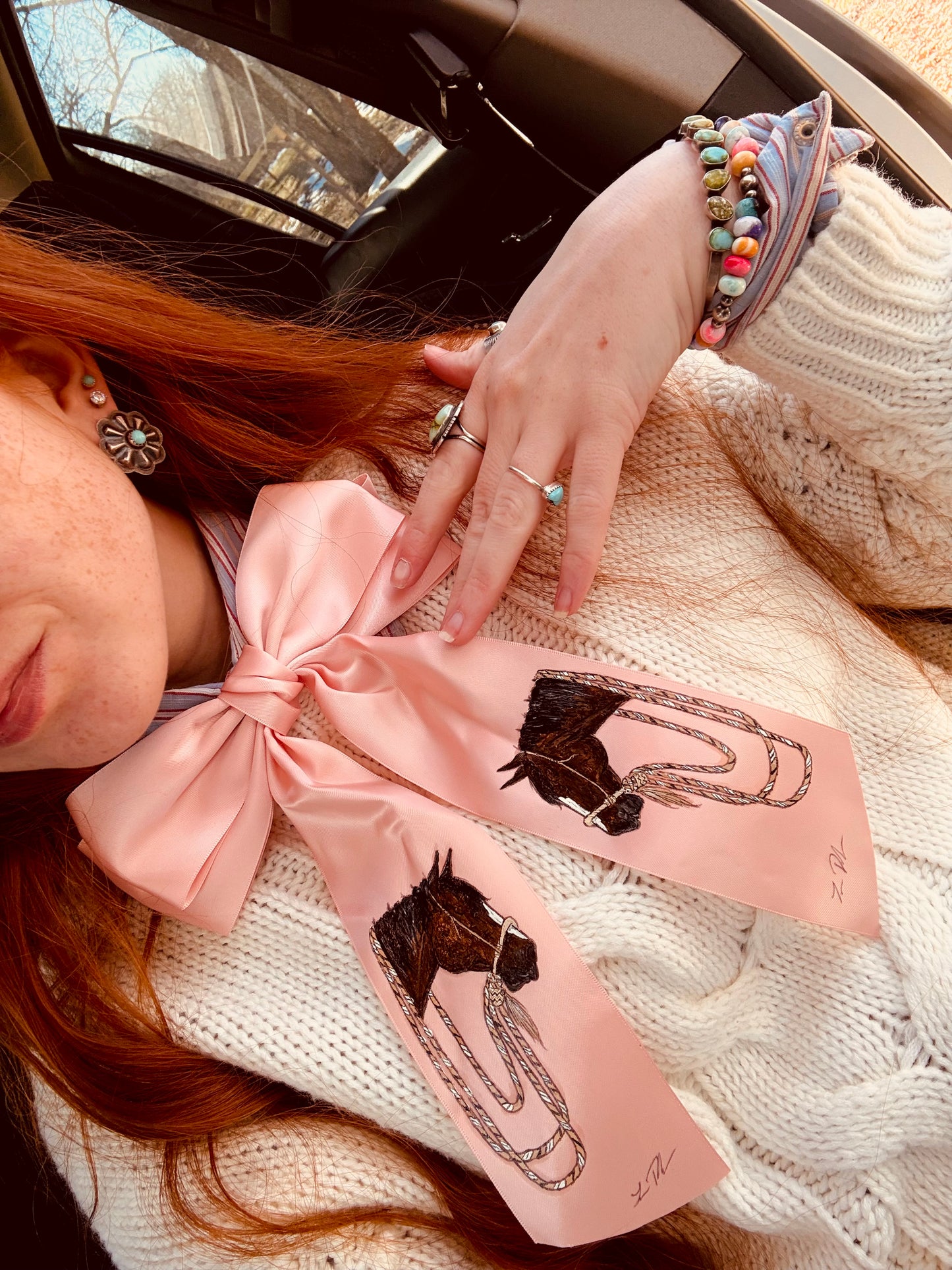 Phoebe Pink HANDPAINTED Hairbow