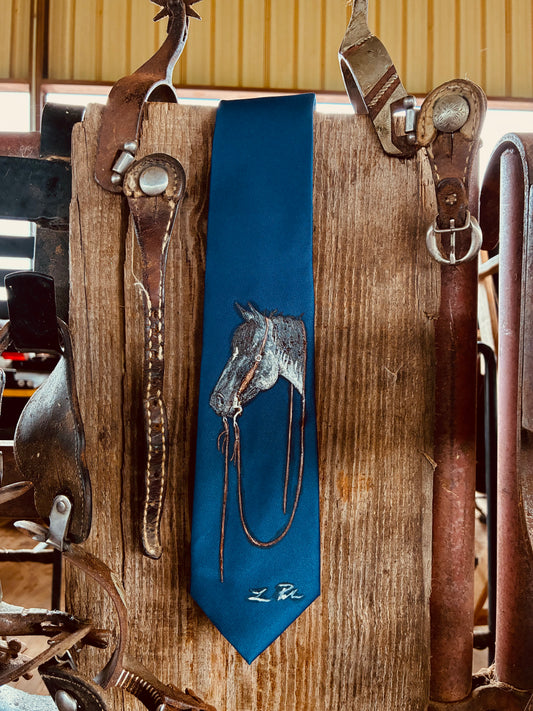 Blue Roan Blue Handpainted Necktie