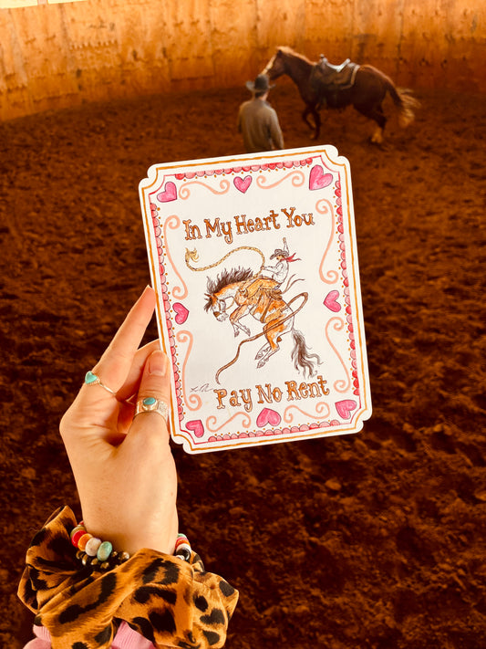 Pay No Rent Handpainted Valentine Card
