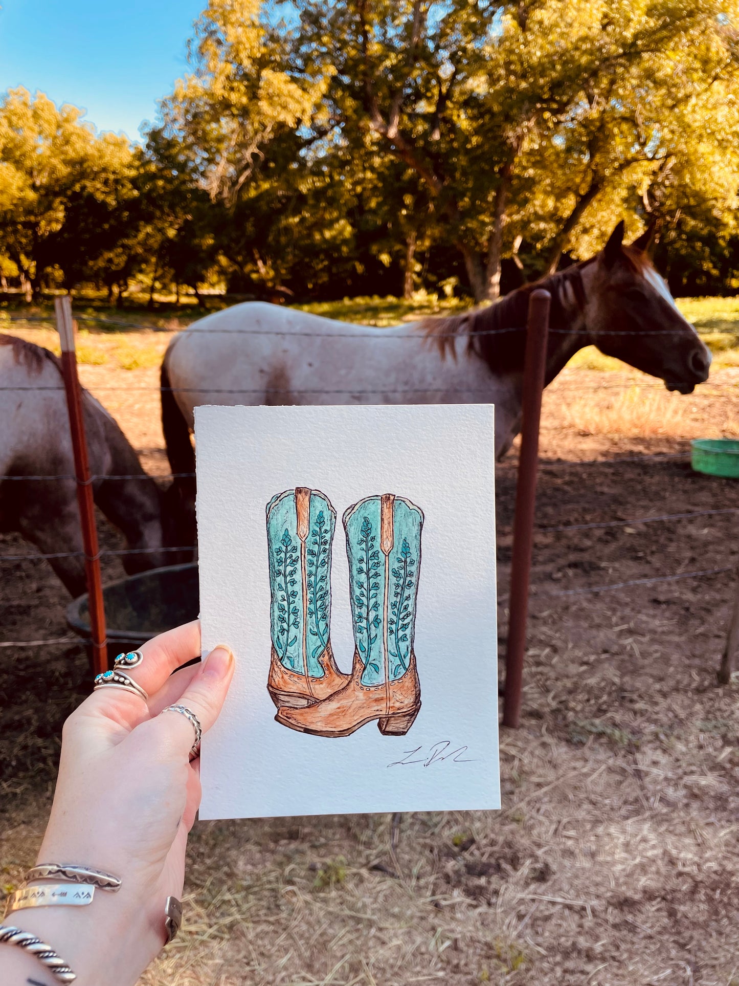 Bluebonnet Boots Original Painting