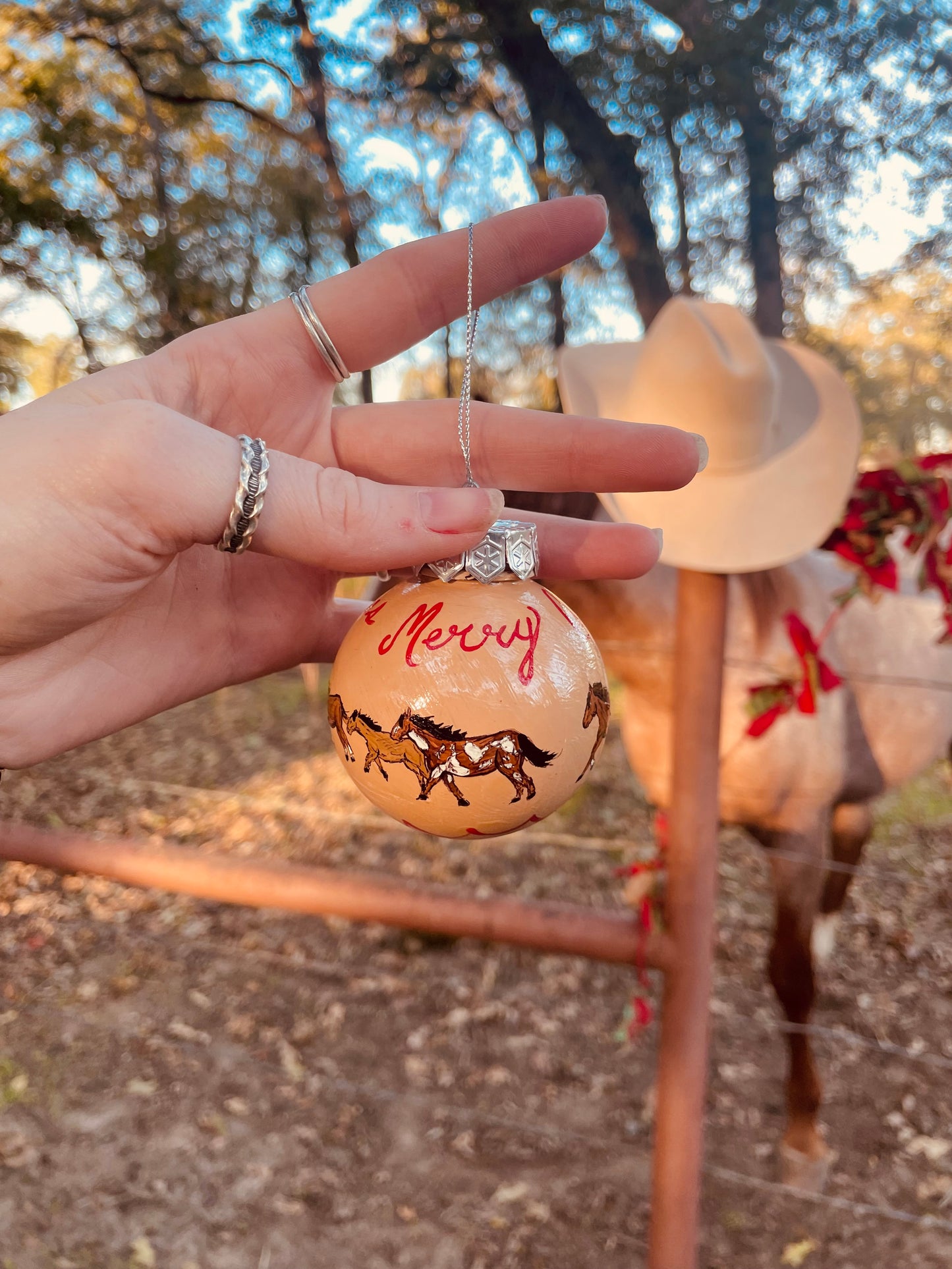 Wild Ponies HANDPAINTED Ornament