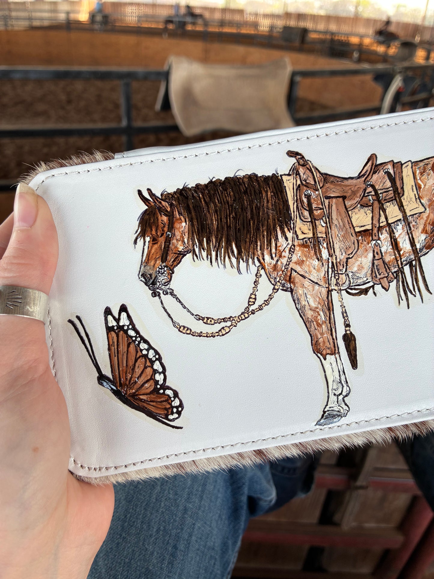 Roans and Butterflies Handpainted Cowhide Case