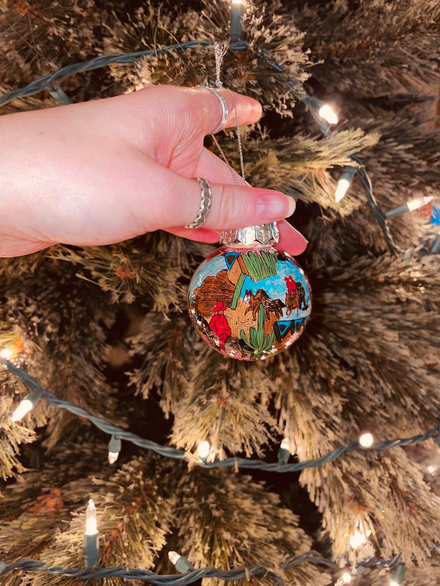 Vintage Cowboy HANDPAINTED Ornament