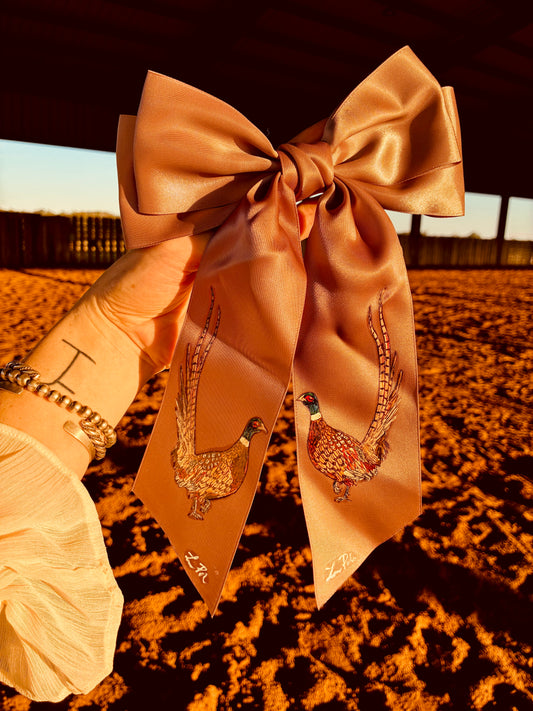 Pheasant Mauve HANDPAINTED Hairbow