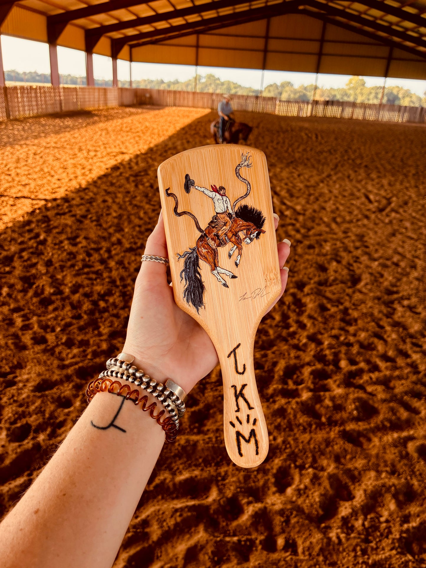 Cora Handpainted Wooden Hairbrush