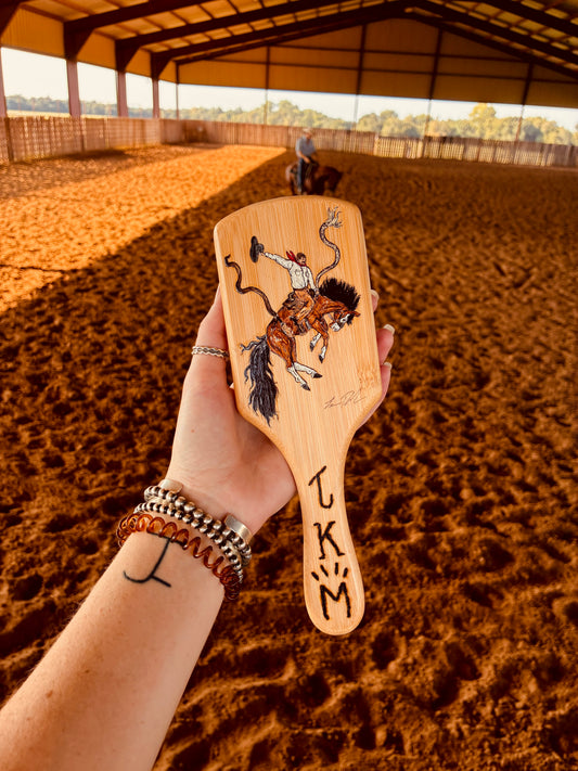 Cora Handpainted Wooden Hairbrush