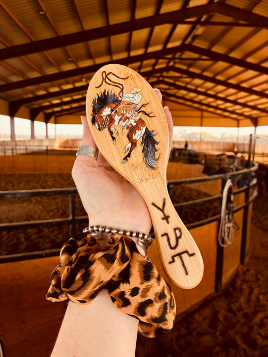 Beau Handpainted Wooden Hairbrush