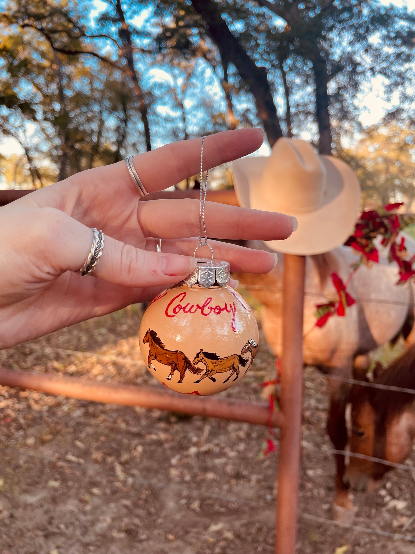 Wild Ponies HANDPAINTED Ornament