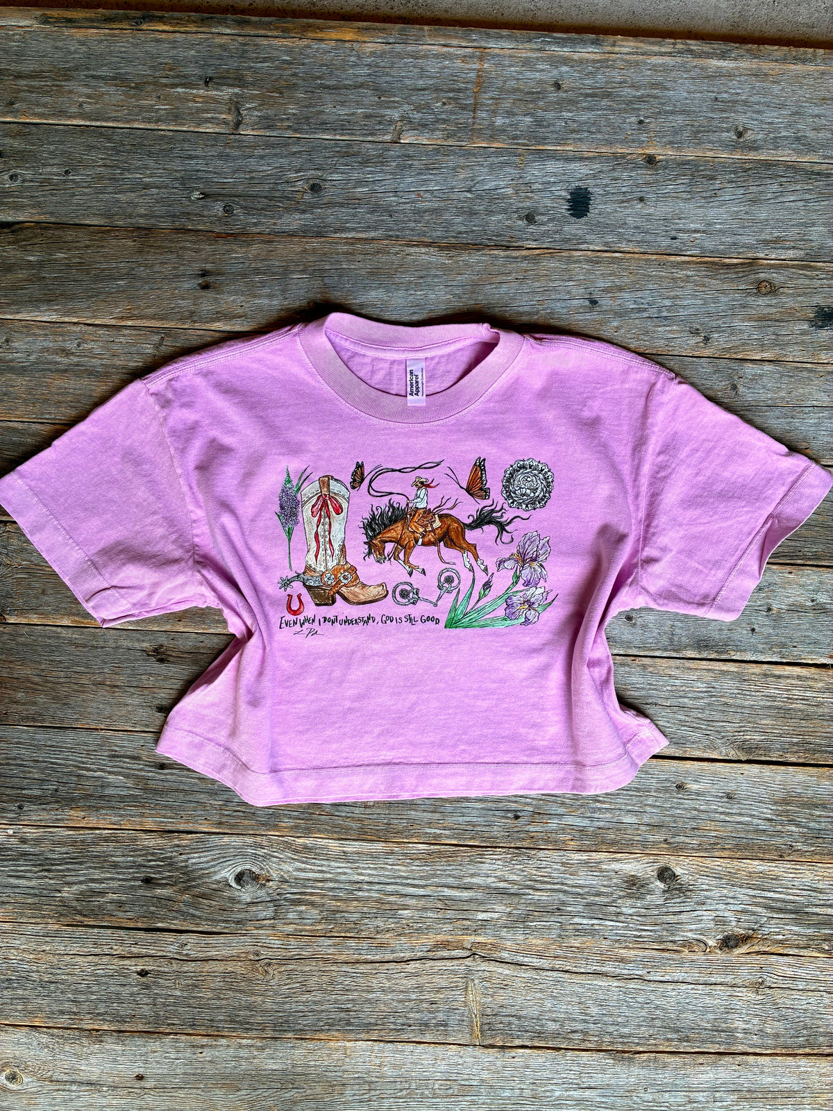 God Is Still Good Cotton Cropped Tee Small