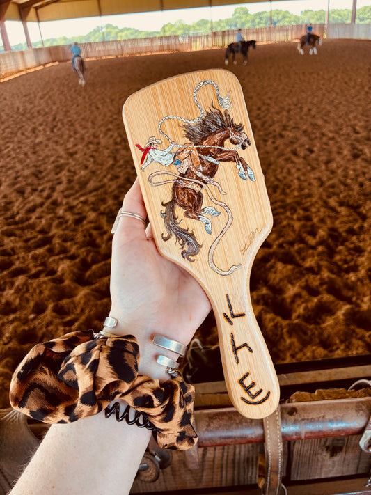 Lettie Handpainted Wooden Hairbrush
