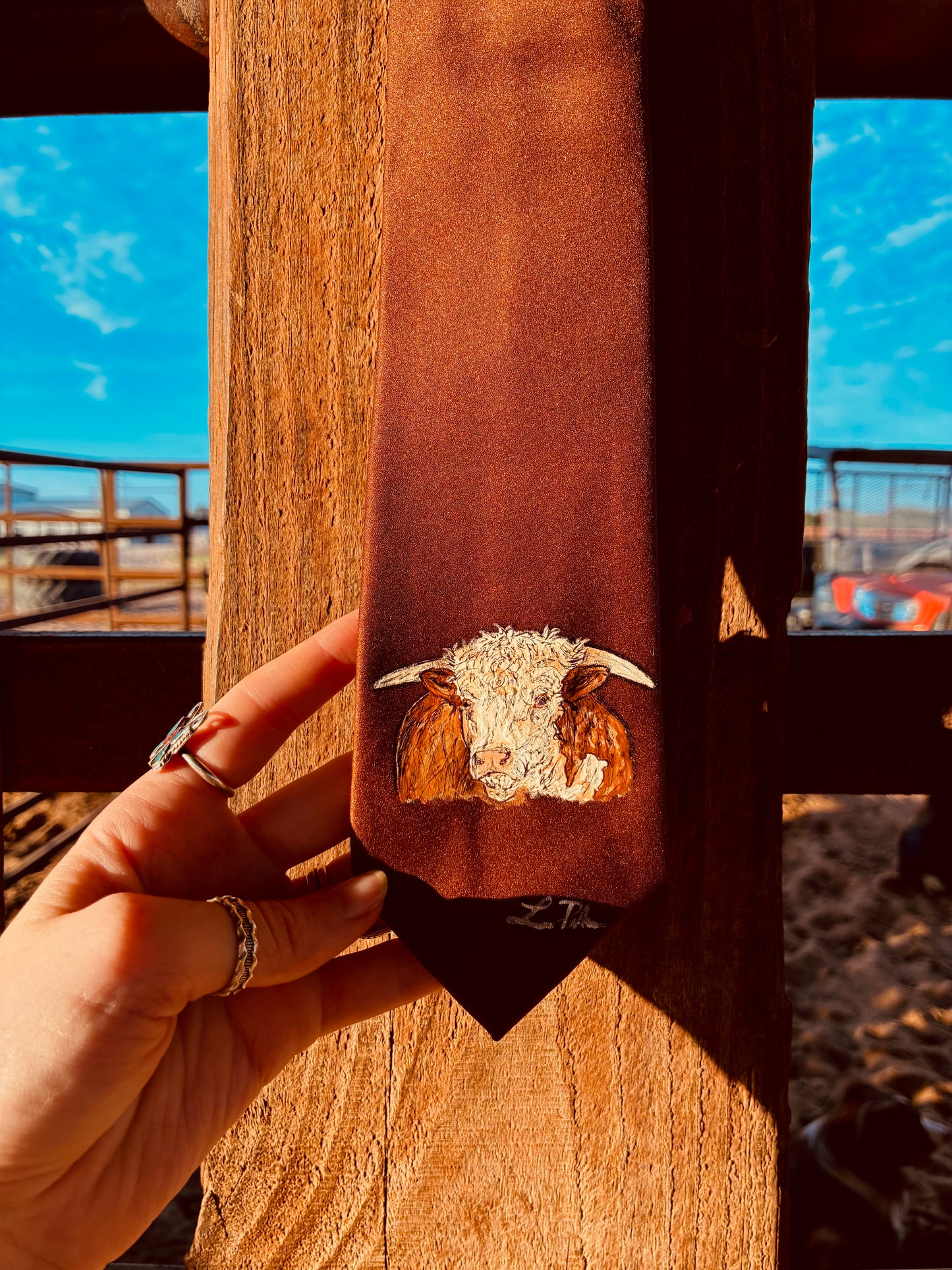 Hereford Brown Handpainted Necktie