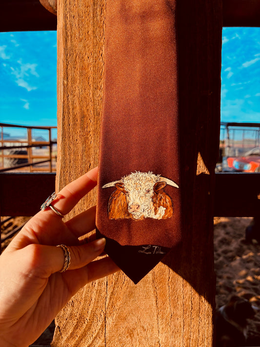 Hereford Brown Handpainted Necktie