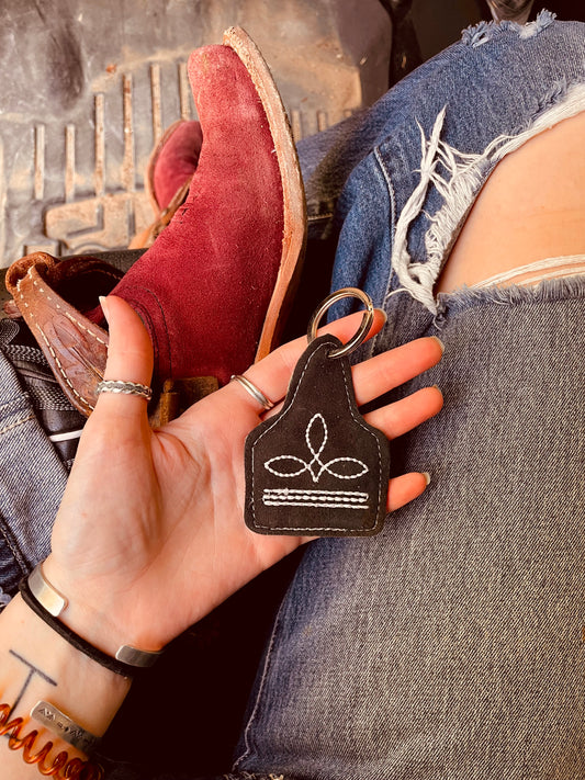 Cowgal Cowhide Keychains