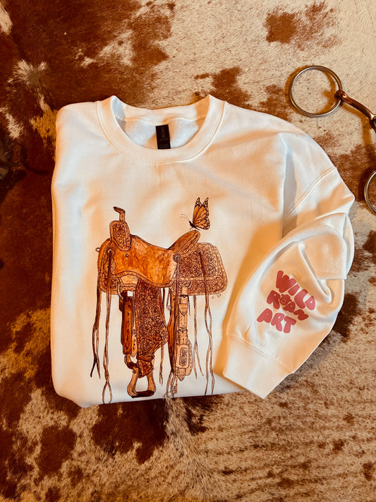 Flutterby Ride White Crewneck