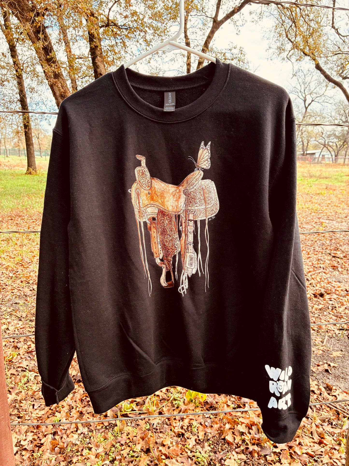 Flutterby Ride Black Crewneck