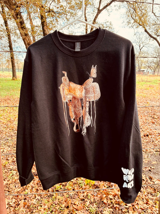 Flutterby Ride Black Crewneck