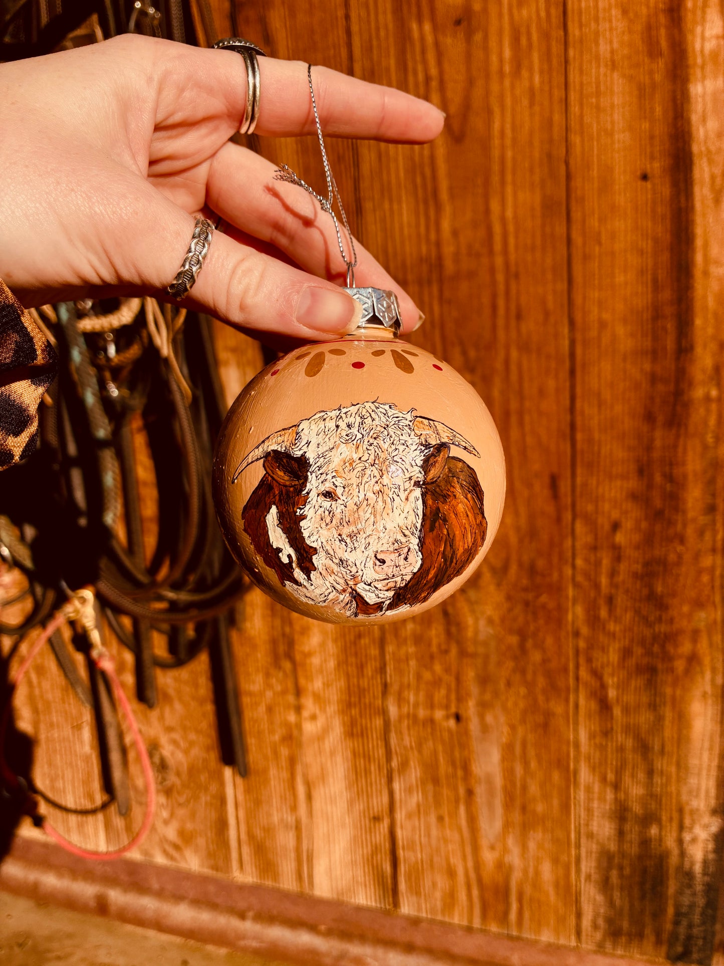 Pretty Bull Large HANDPAINTED Ornament