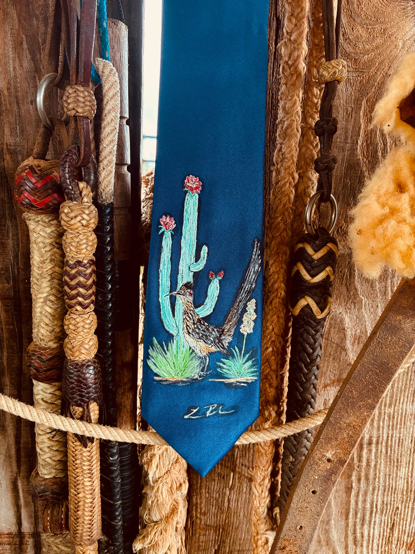 Roadrunner Blue Handpainted Necktie