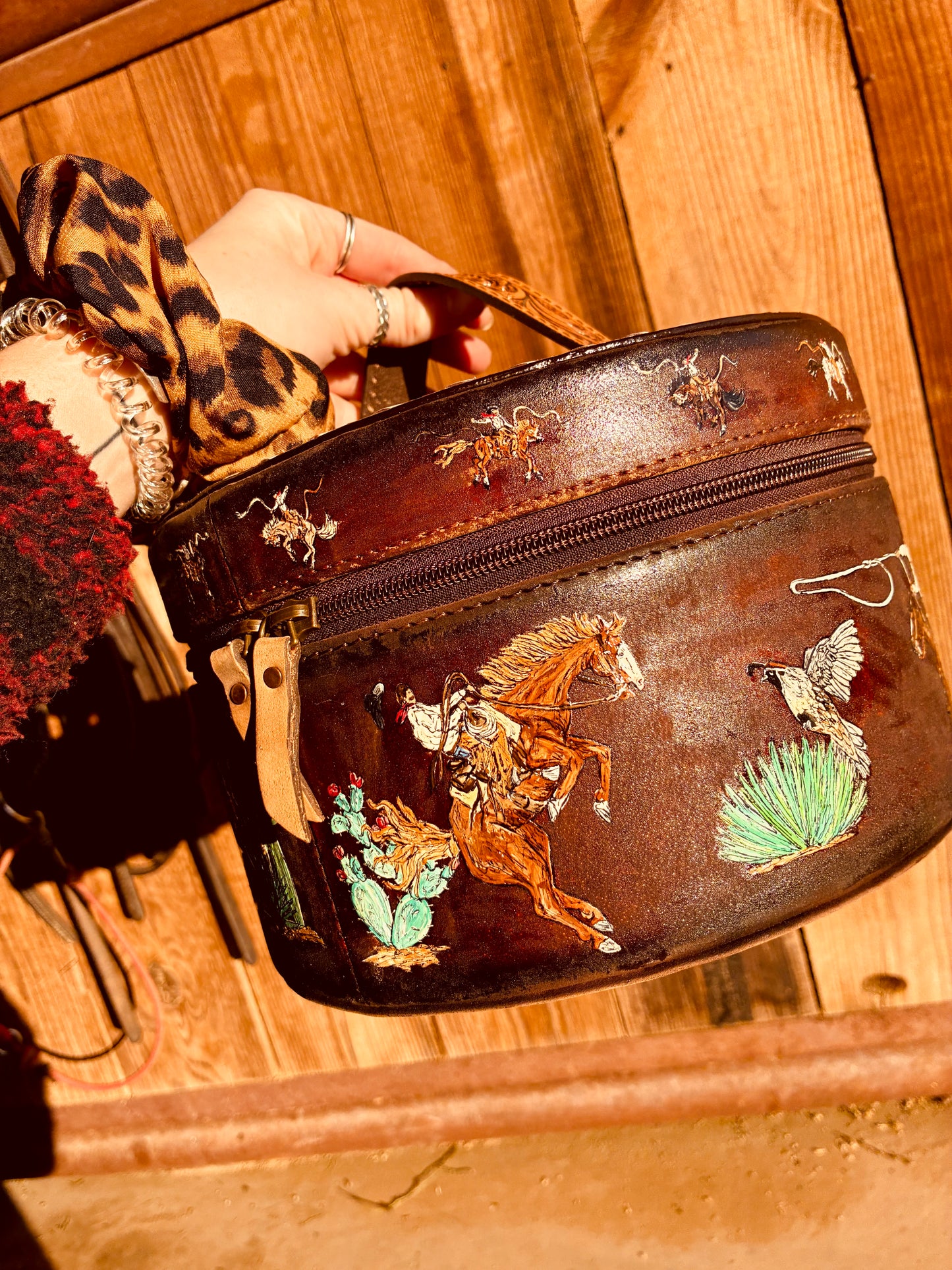 Damn Birds Handpainted Genuine Leather Jewelry Case