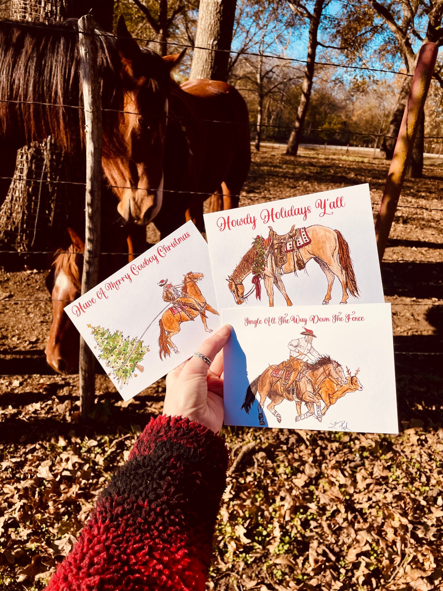 Cowboy Christmas Cards Set of 3