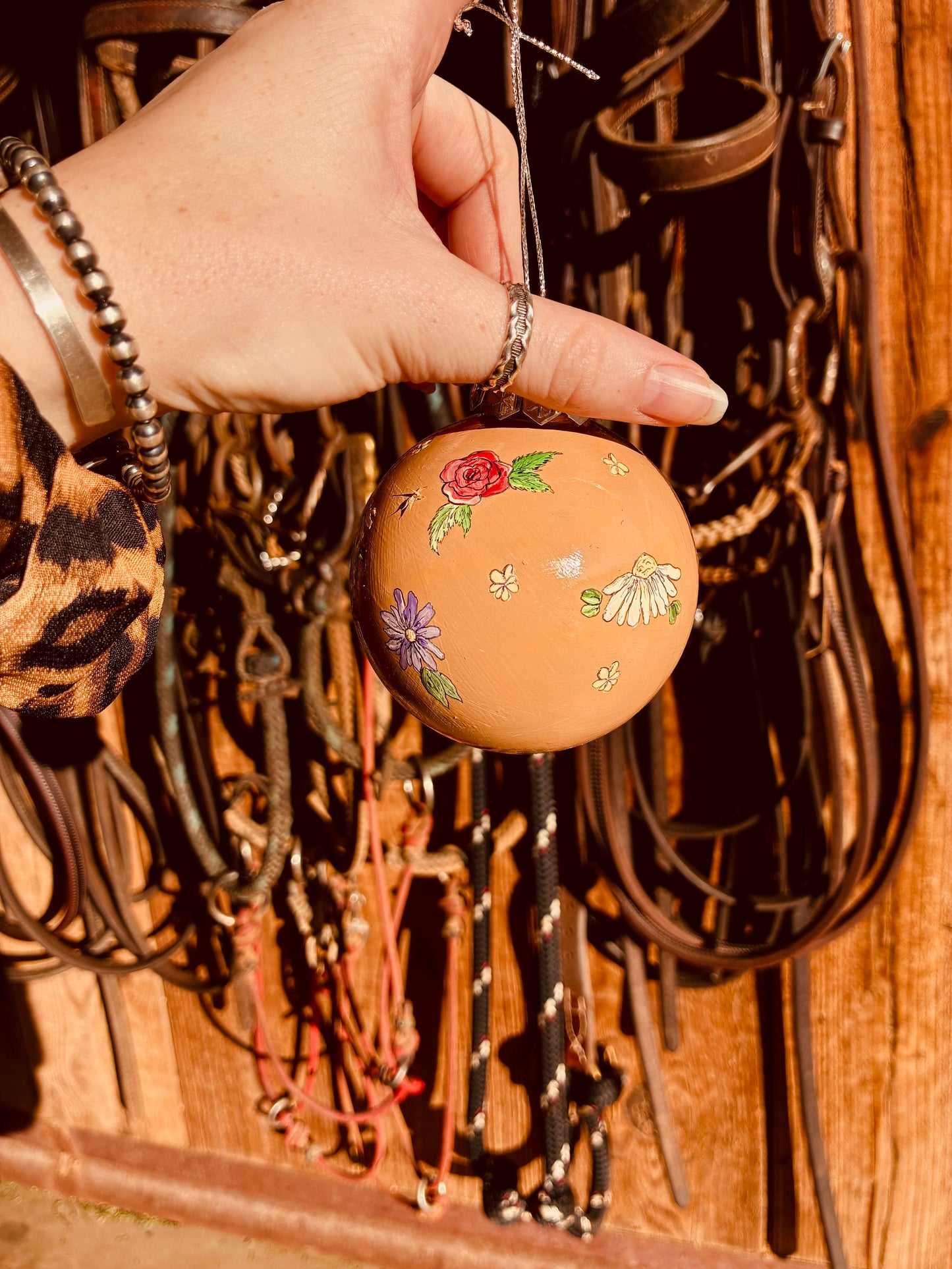 Flower Power Large HANDPAINTED Ornament