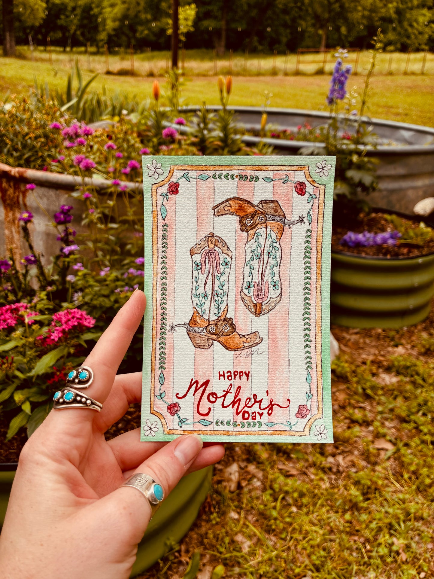Boots Handpainted Mother’s Day Card